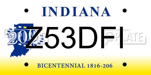 Z53DFI Indiana License Plate