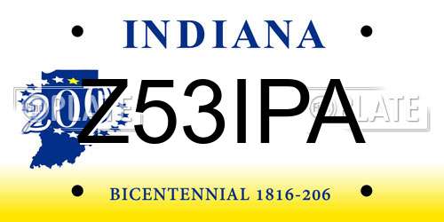 Z53IPA Indiana License Plate
