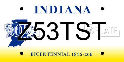 Z53TST Indiana License Plate