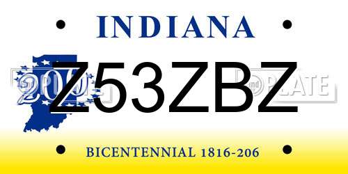 Z53ZBZ Indiana License Plate