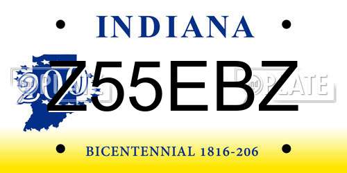 Z55EBZ Indiana License Plate