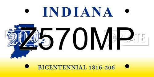 Z570MP Indiana License Plate