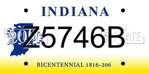 Z5746B Indiana License Plate