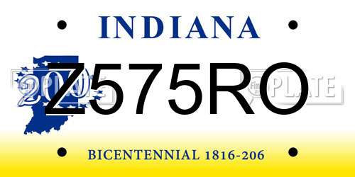 Z575RO Indiana License Plate