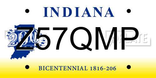 Z57QMP Indiana License Plate
