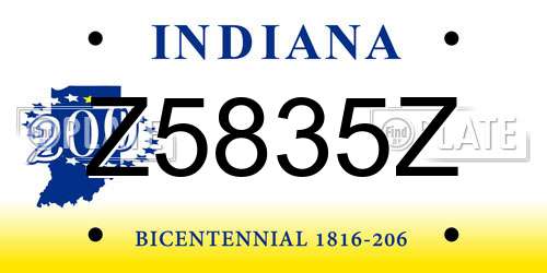 Z5835Z Indiana License Plate