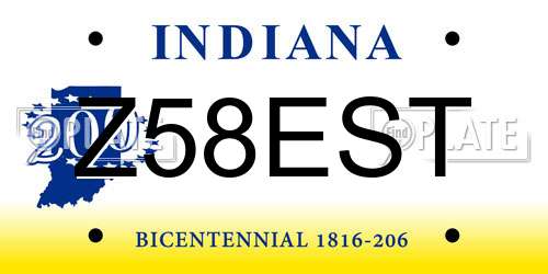 Z58EST Indiana License Plate