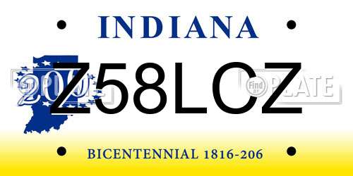 Z58LCZ Indiana License Plate