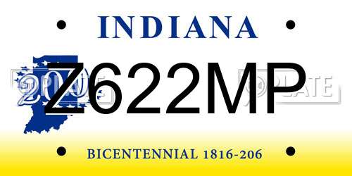 Z622MP Indiana License Plate