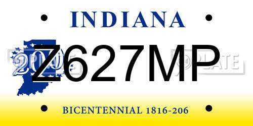 Z627MP Indiana License Plate