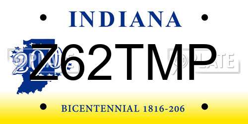 Z62TMP Indiana License Plate