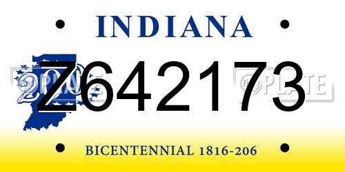 Z642173 Indiana License Plate