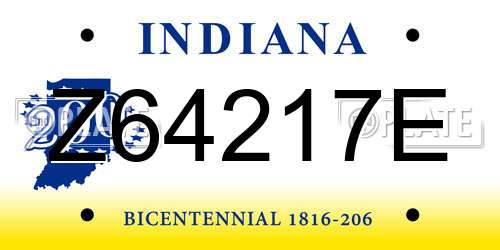 Z64217E Indiana License Plate