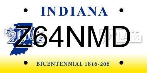 Z64NMD Indiana License Plate