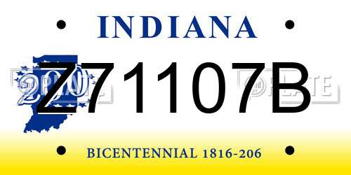 Z71107B Indiana License Plate