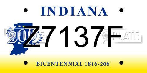 Z7137F Indiana License Plate