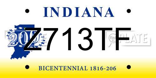 Z713TF Indiana License Plate