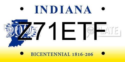 Z71ETF Indiana License Plate