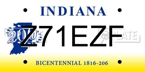 Z71EZF Indiana License Plate