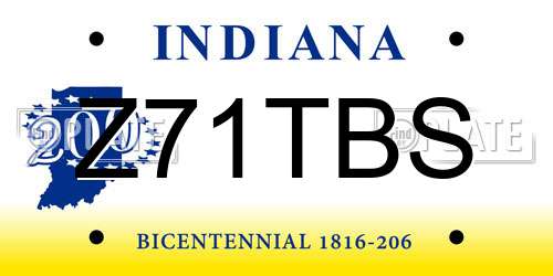 Z71TBS Indiana License Plate