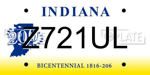 Z721UL Indiana License Plate