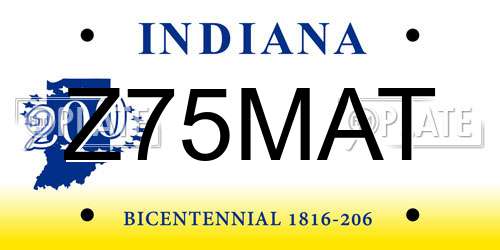 Z75MAT Indiana License Plate