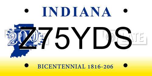 Z75YDS Indiana License Plate