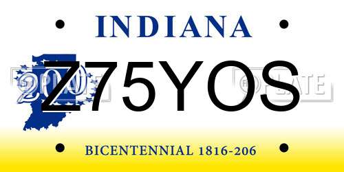 Z75YOS Indiana License Plate