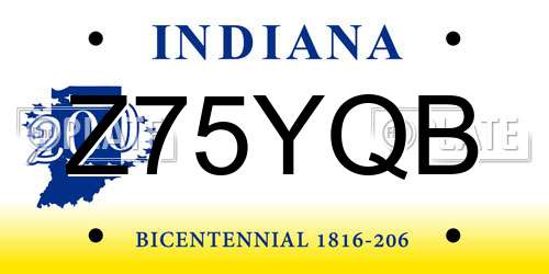 Z75YQB Indiana License Plate