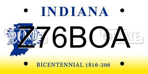 Z76BOA Indiana License Plate