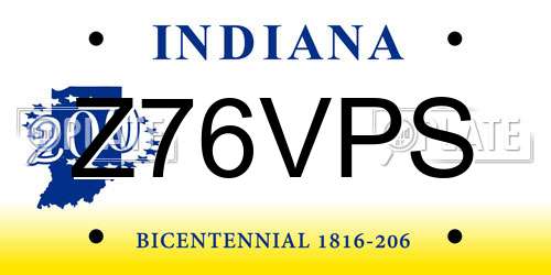 Z76VPS Indiana License Plate