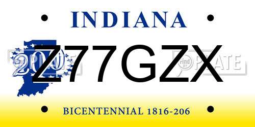 Z77GZX Indiana License Plate