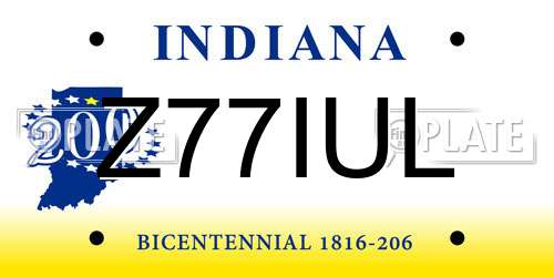 Z77IUL Indiana License Plate