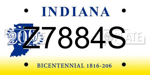 Z7884S Indiana License Plate