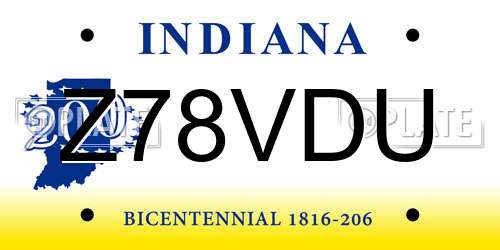 Z78VDU Indiana License Plate