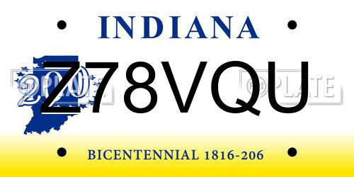 Z78VQU Indiana License Plate