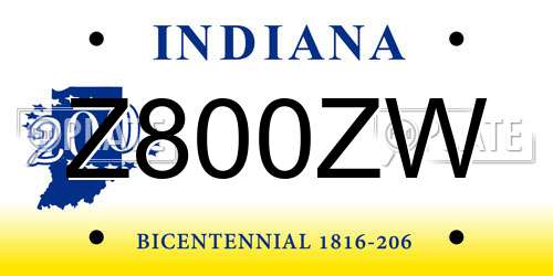 Z800ZW Indiana License Plate