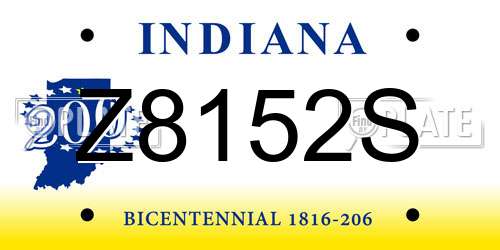 Z8152S Indiana License Plate