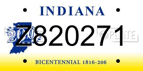 Z820271 Indiana License Plate
