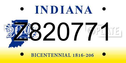 Z820771 Indiana License Plate