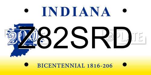 Z82SRD Indiana License Plate