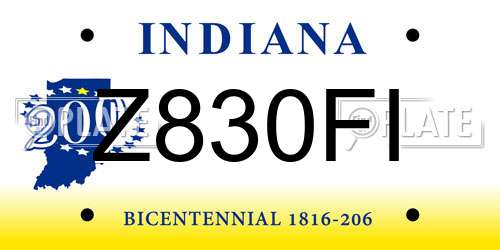 Z830FI Indiana License Plate