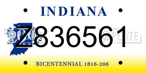 Z836561 Indiana License Plate