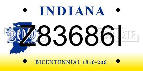 Z83686I Indiana License Plate