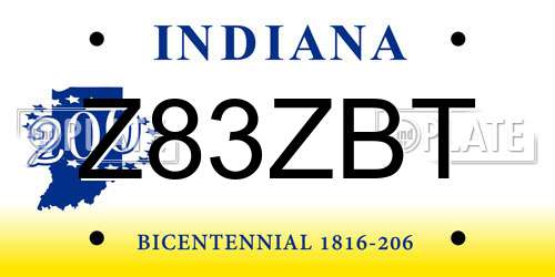 Z83ZBT Indiana License Plate