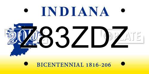 Z83ZDZ Indiana License Plate