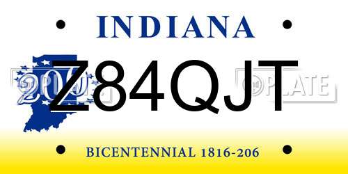 Z84QJT Indiana License Plate