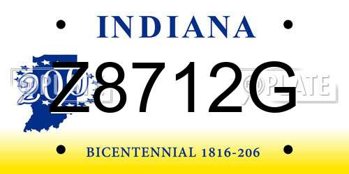 Z8712G Indiana License Plate