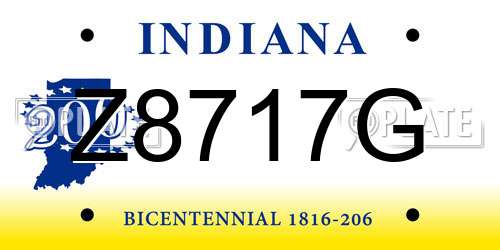 Z8717G Indiana License Plate