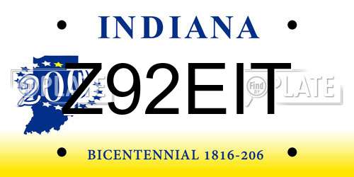 Z92EIT Indiana License Plate